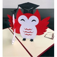 Handmade 3D Pop Up Card Owl Bird Birthday Graduation Celebration Ceremony Congratulations Hat School College University Blank Card for Him Her Friend Family